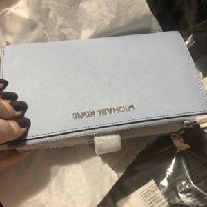 Double zipper M~K smart phone large wristlet